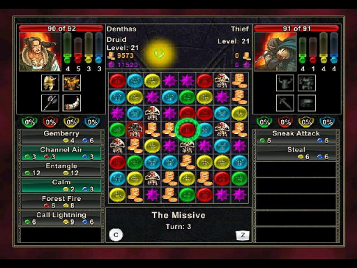 Gameplay screenshot for Puzzle Quest: Challenge of the Warlords