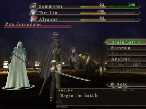 Gameplay screenshot for Shin Megami Tensei: Devil Summoner 2 - Raidou Kuzunoha vs. King Abaddon